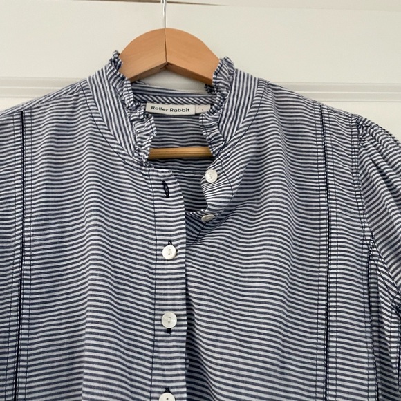 Roller Rabbit Snowflake Stripe Jacquard Lisbeth Top Cotton Coastal - Picture 10 of 11